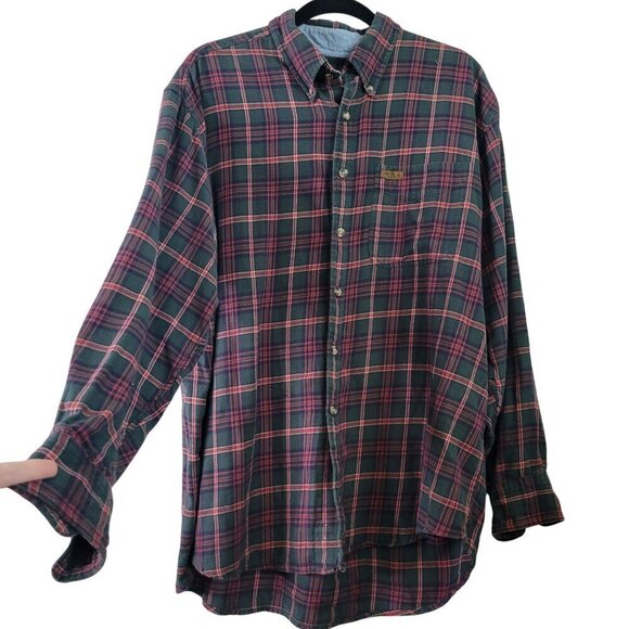 Woolrich Men's 100% Cotton Plaid Flannel Button Down Hunter Green Shirt Size L - Picture 1 of 12